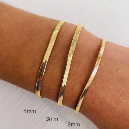 Stainless Steel 16/18cm Classic Snake Gold Color Width 2.5/3/4MM Chain Bracelet For Women Mariasz Minimalist Jewelry Gift.