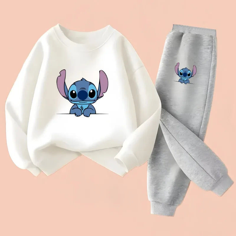 2025  Fall New Style Children's Casual Sweatshirt Sets Kids Sweatpant Set Stitch Printed Boys Pullover and Trousers 2pcs Suit.