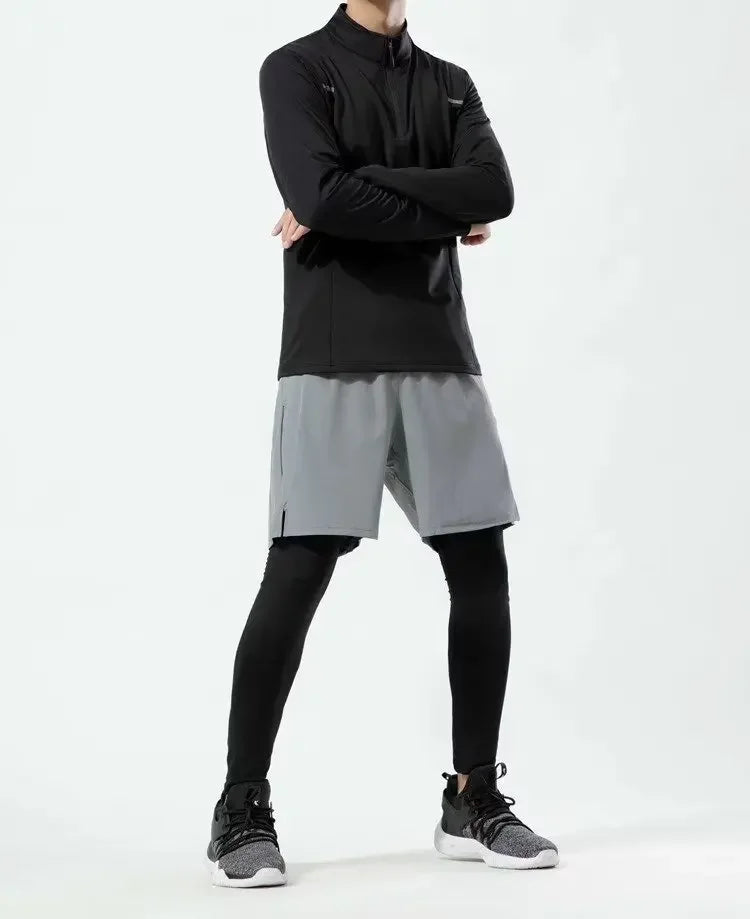 Zweiteilige Illusion Herren-Sporthose, schnell trocknend, elastisch, Basketball-Trainingshose, Sommer, dünn, Fitness, Laufen, Freizeithose.