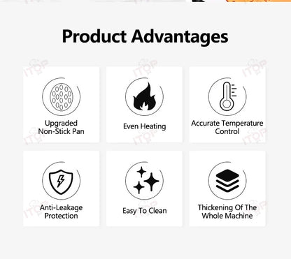 ITOP WG-1 Commerical Coin Waffle Maker Non Stick Pan Waffle Maker Snack Maker Bread Machine Round Waffle Maker Timer 110V 220V.