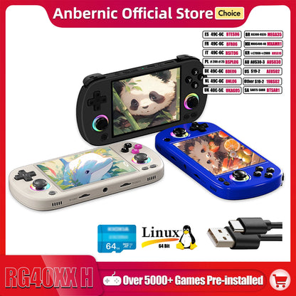 ANBERNIC RG40XX H Handheld Game Console 4.0-in 640*480 IPS Screen 3200mAh 64 Bit System With RGB Light Built in 5K+Games RG40XXH.