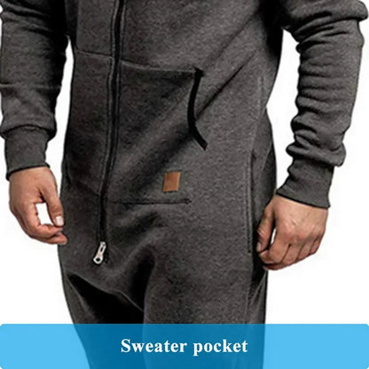 New Custom 3D Full Design Jumpsuit Pajamas Long-sleeved sports pants solid color splicing casual sweater men's zipper hoodie.