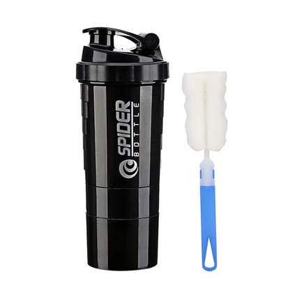 3 Layers Shaker Protein Bottle Powder Shake Cup Water Bottle Plastic Mixing Cup Body Building Exercise Bottle.