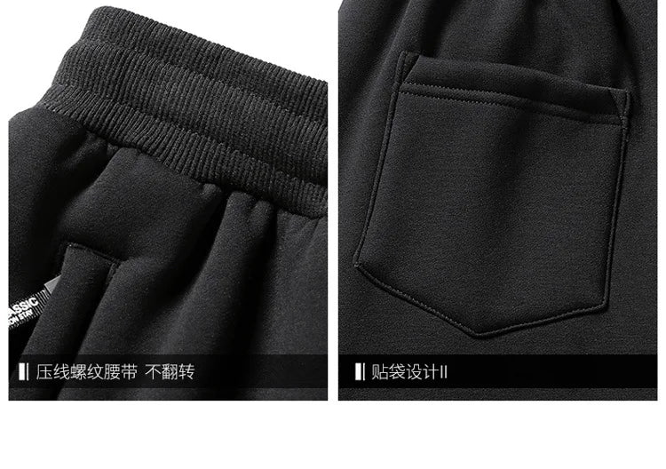 Winter Men's Cotton Fleece-Lined Sweatpant Men Plush Thick Lambswool Thermal Drawstring Trousers Casual Comfortable Sports Pants.