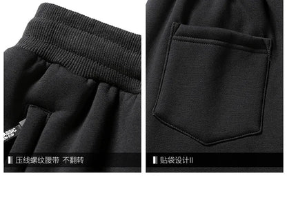 Winter Men's Cotton Fleece-Lined Sweatpant Men Plush Thick Lambswool Thermal Drawstring Trousers Casual Comfortable Sports Pants.