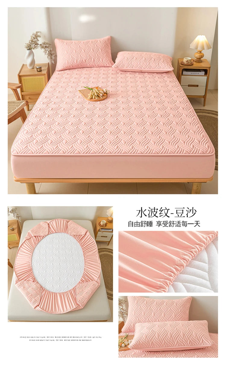 Dreamreal Cotton Thick Quilted Mattress Cover Anti-bacterial Anti-mite Mattress Protector Topper Pad Soft Fitted Sheet 6 Colors.