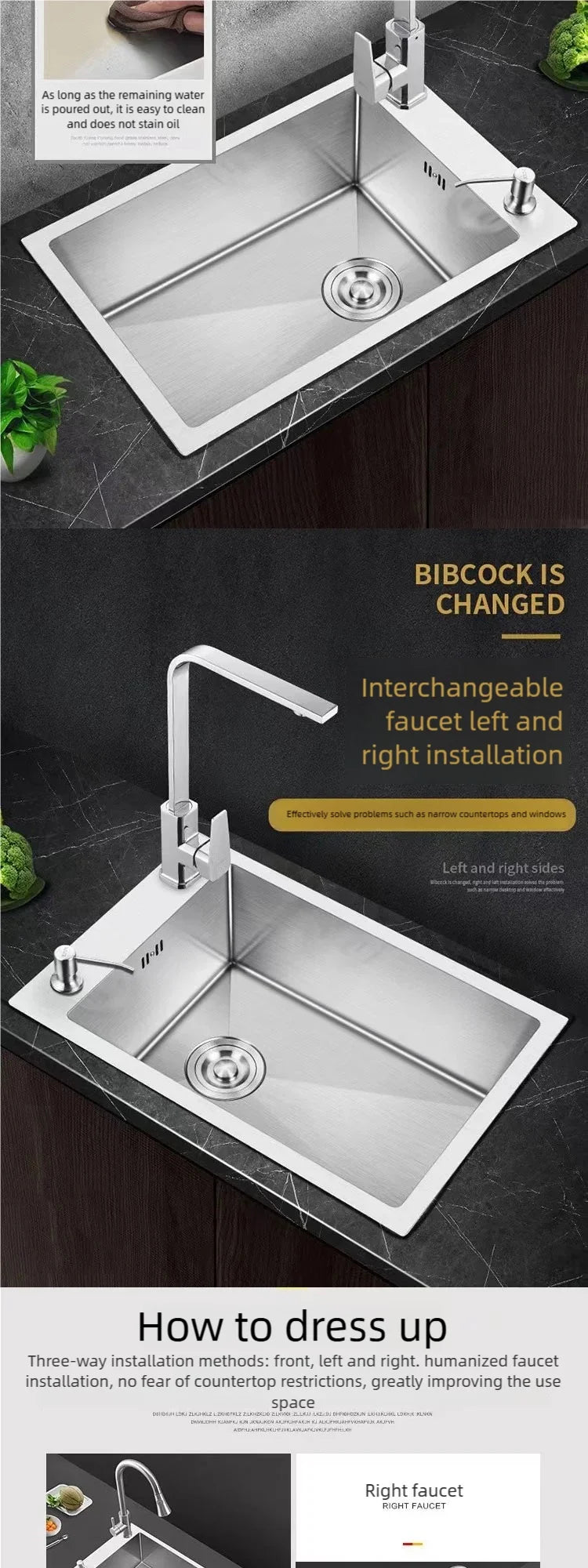 Kitchen Sink Stainless Steel Transversal Side Loading Side Holes Cafeteria Dish and Wash Vegetable Basin Large Size Single Slot