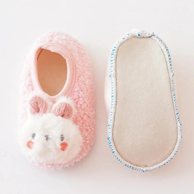 Autumn Winter Baby Slippers Toddler Plush Floor Sock Shoes Children Soft Sole Walking Shoes Indoor Home Anti-slip Kids Shoes