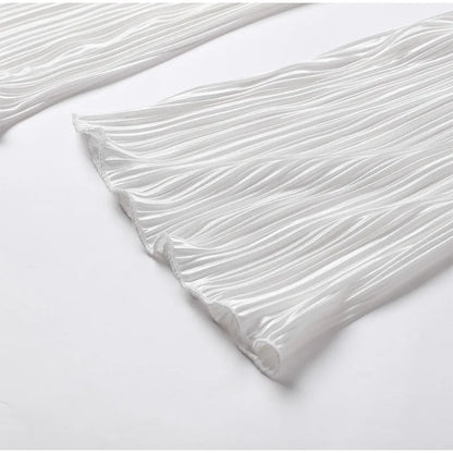 2024 Spring Autumn Women's New Solid Color Button Shirt Long Sleeve Drop Feel Loose Soft Wrinkle Casual Two Piece Set