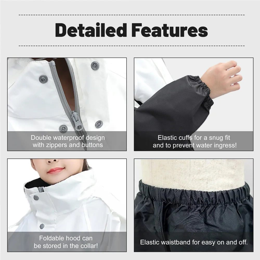 LOlanta Kids Waterproof Suit Hooded Raincoat Jacket and Trousers Set Puddle Suit with Zip for Boys Girls 8-14 Years.