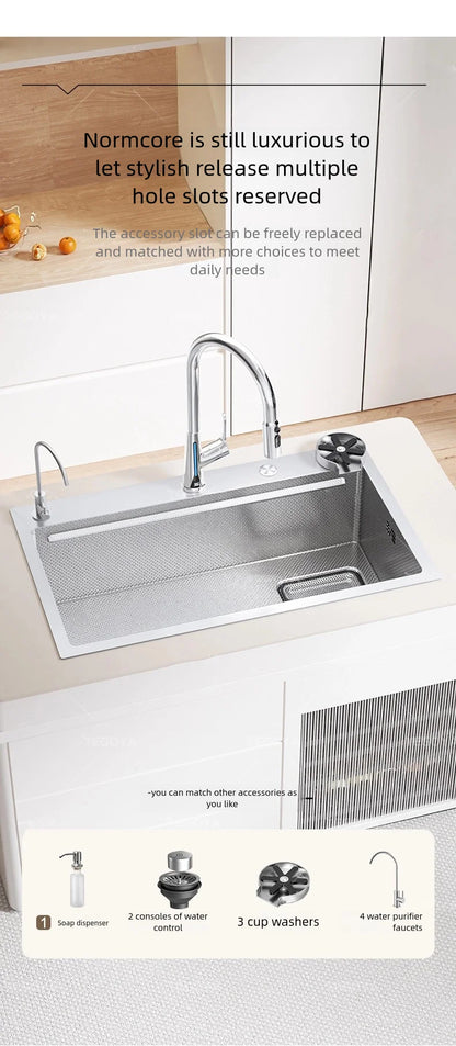 Kitchen Sink 316L Food Grade Stainless Steel Large Single Slot Wash Dish and Wash Vegetable Basin Homeuse Undercounter Bowl