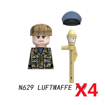 Military WWII Figure Building Blocks Accessories MP40 Rocket Launcher MG42 Officer Army Camouflage Soldier Pzf 98K Toy Gift N029