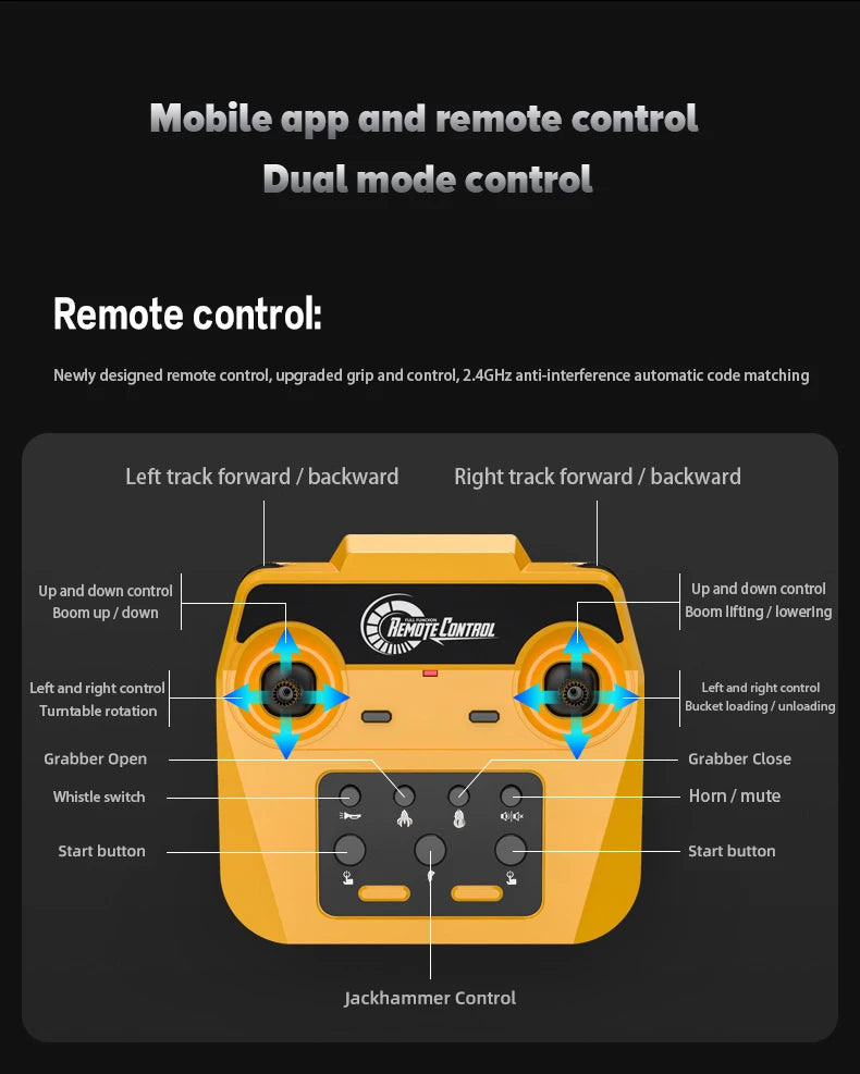 Double E E598 Large Rc Excavator 1/16 3in1 Alloy Truck E590 Remote Control Engineering Vehicle Toy Model For Boys Kids Gift