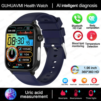 2025 New ECG+PPG Monitoring Smart Watch Women Blood pressure Blood Lipid Uric Acid Women Menstrual Health Tracker Smartwatches