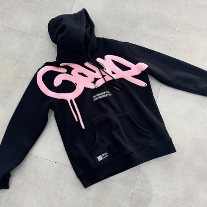 Y2K Women Clothing Fashion Vintage Letter Embroidery Hoodies Harajuku Hip Hop Punk Oversized Hoodies Sweatshirts Casual Jacket.