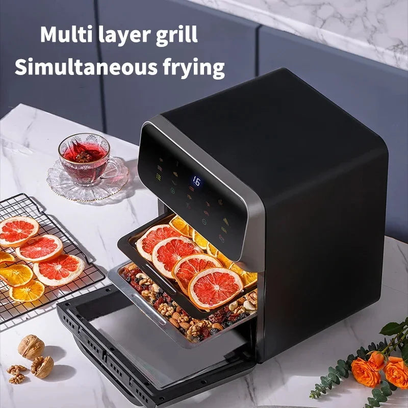 10L Large Capacity Electric Air Fryers Oil-free Automatic Household Kitchen 360°Baking Convection Oven Deep Fryer without Oil.