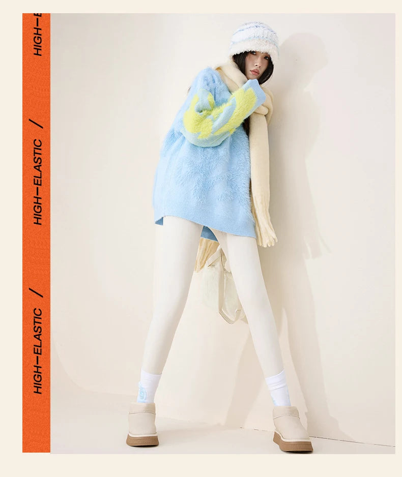 BIVIGAOS Autumn Winter High Waist Fleece Sharkskin Leggings Women Seamless Slim Tight-Fit Velvet Thickened Elastic Warm leggings