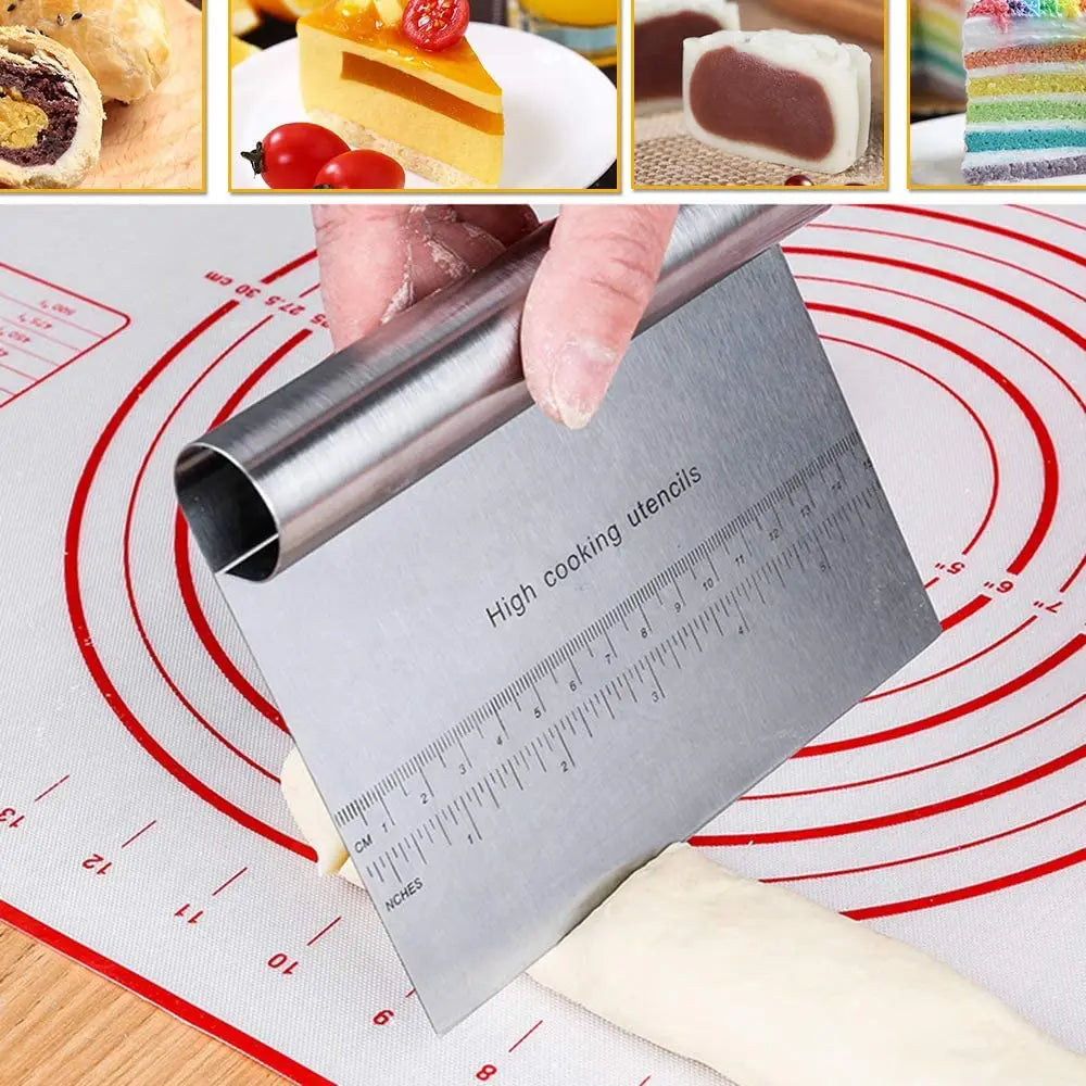 Stainless Steel Cake Scraper Pastry Cutters Baking Cake Cooking Dough Scraper Fondant Spatulas Edge DIY Baking Decorating Tools.