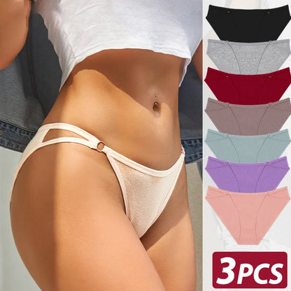 3PCS Women's Panties Sexy Breathable Underwear Comfortable Lingerie Cotton Striped Briefs Fashion Cozy Underpants Sale.