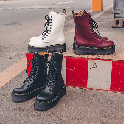 Autumn Winter Fashion Round Toe Lace-up Shoes Womens Boots Zip Ankle Boots For Women High Heels Basics Casual