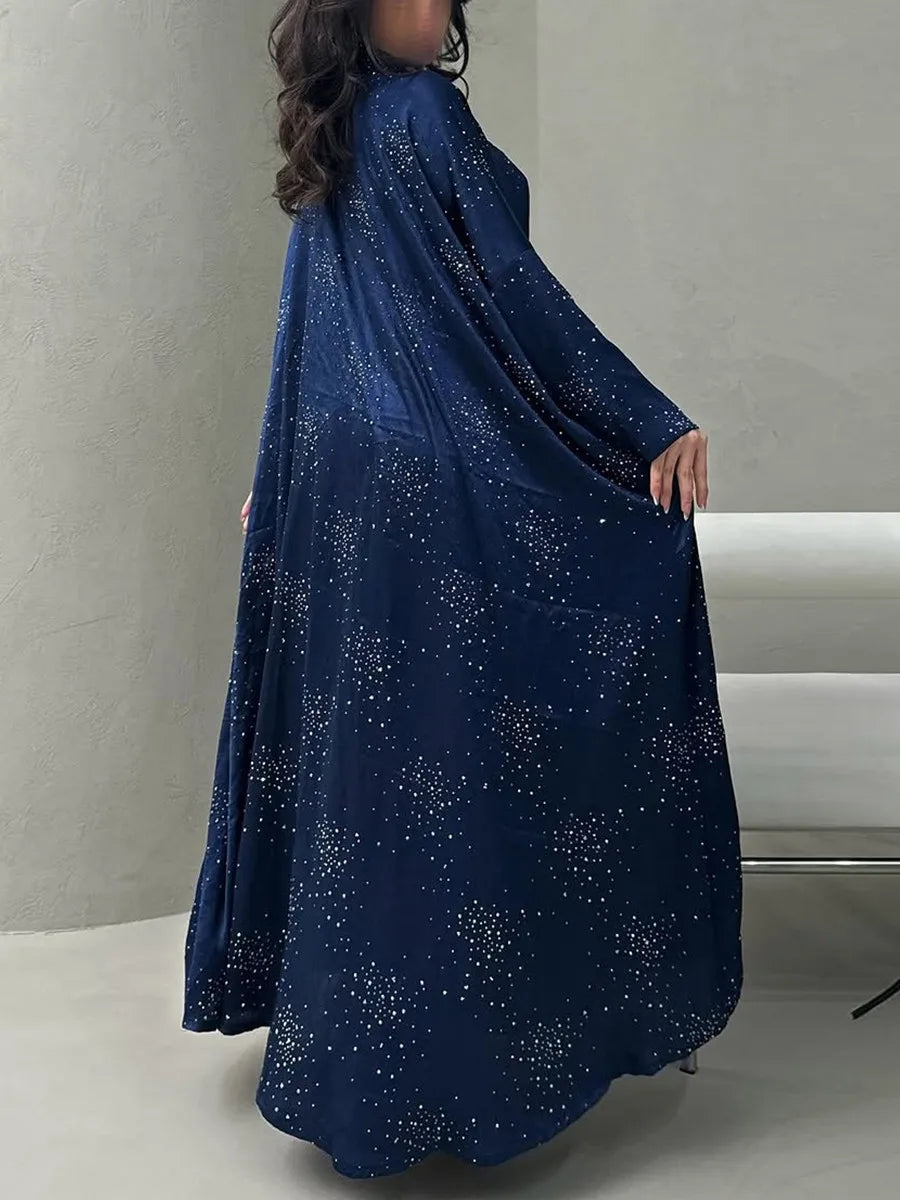 Women Ramadan Eid Arabic Dubai Abaya Luxury Muslim Fashion Hot Beading Long Dress Kaftan Robe Femme Islam Prayer Clothing Kebaya.