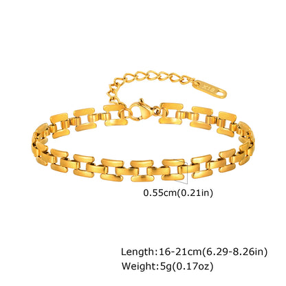 Chunky Stainless Steel Link Chain Bracelet For Woman, Gold Plated Layering Bracelets Wristband Waterproof Jewelry