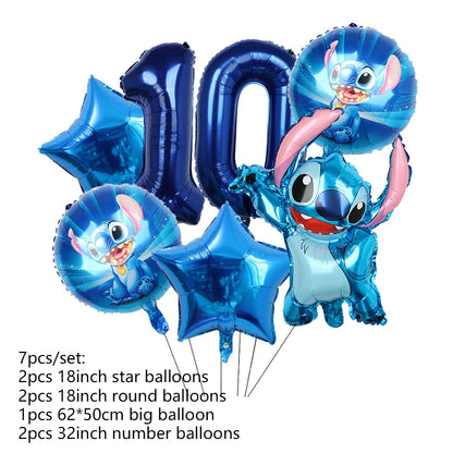 Disney Stich Geburtstag Dekorationen Einweg Geschirr Teller Serviette Stroh Tischdecke Folie Ballon Party Liefert Kinder Geschenke