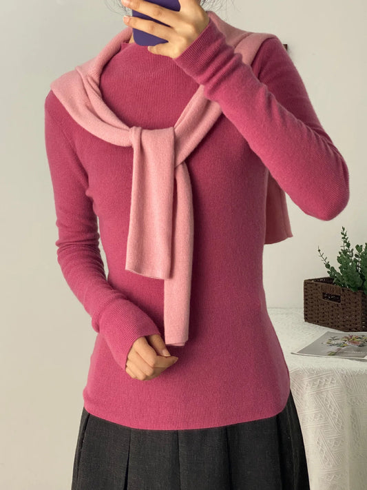 100% Ultra-fine Merino Wool Sweater Autumn and Winter Loose and Simple Semi-turtleneck Wool Bottoming Shirt Multi-color Sweater.