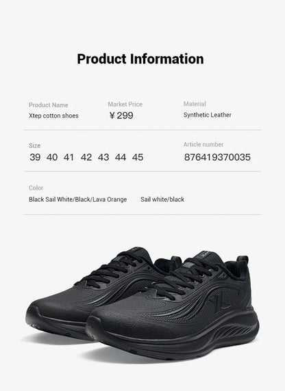 Xtep Running Shoes For Men 2024 Winter Stability Cushioning Lace Up Sports Shoes Keep Warm Jogging Soft Sneakers 876419370035.