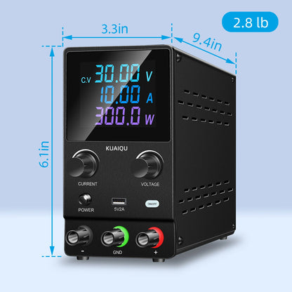 KUAIQU DC Lab Power Supply 30V 10A 60V 120V Adjustable Switching Power Supply Encoder Knob Display Regulator For Phone Repairing.