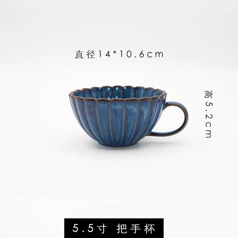 Retro Household Ceramic Tableware Kiln Variable Glaze Western Plate Creative Long Plate Main Dish Dinner Plate Kitchen Supplies