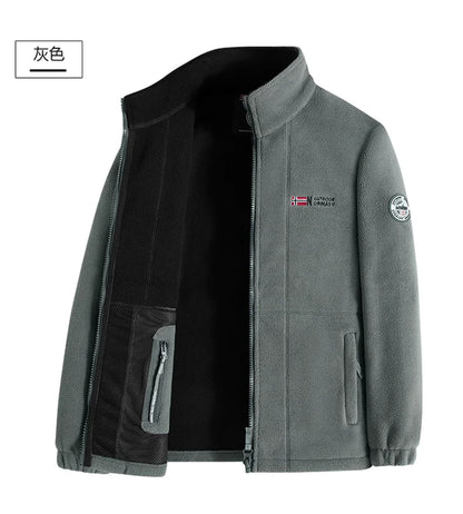 Outdoor Ski Fleece Jacket Men's Autumn And Winter Brand Thick Very Cold Plush Lapel Coat Casual Snow Windproof Sweatshirt Jacket