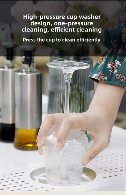 55 cm x 32 cm weißes, verstecktes Küchenspülbecken-Set, zusammenklappbares Wasserhahn-Abflussrohr, einklappbares Unterbauwaschbecken, kleines Waschbecken aus Edelstahl