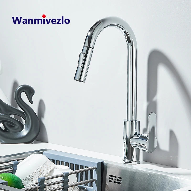 Kitchen Sink Cold Hot Water TapPull Out Kitchen Faucets 360° Rotation Kitchen Mixer Tap Single Lever Mixer Tap