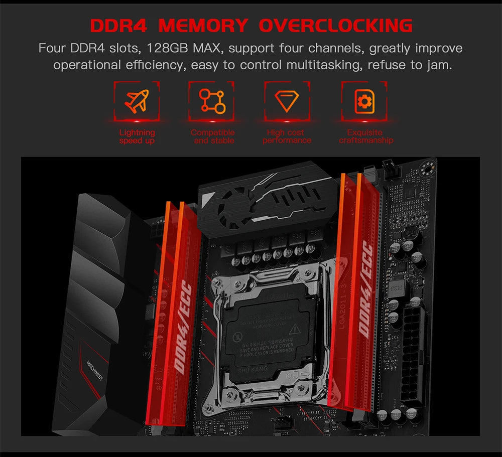 MACHINIST X99 kit Motherboard MR9A PRO AMX Set Intel Xeon E5 2697 V4 CPU with Fourchannel DDR4 2x16g 2133MHz for Gaming Computer.