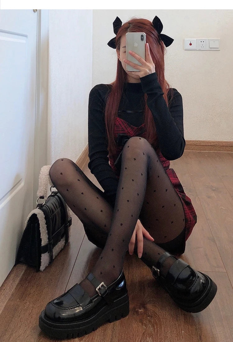 Sexy Women Pantyhose Tights Seamless Sexy Lace Mesh Fishnet Pantyhose Summer Nylon Polka Dot Print Tight Stocking Female Hosiery