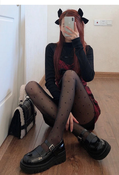 Sexy Women Pantyhose Tights Seamless Sexy Lace Mesh Fishnet Pantyhose Summer Nylon Polka Dot Print Tight Stocking Female Hosiery