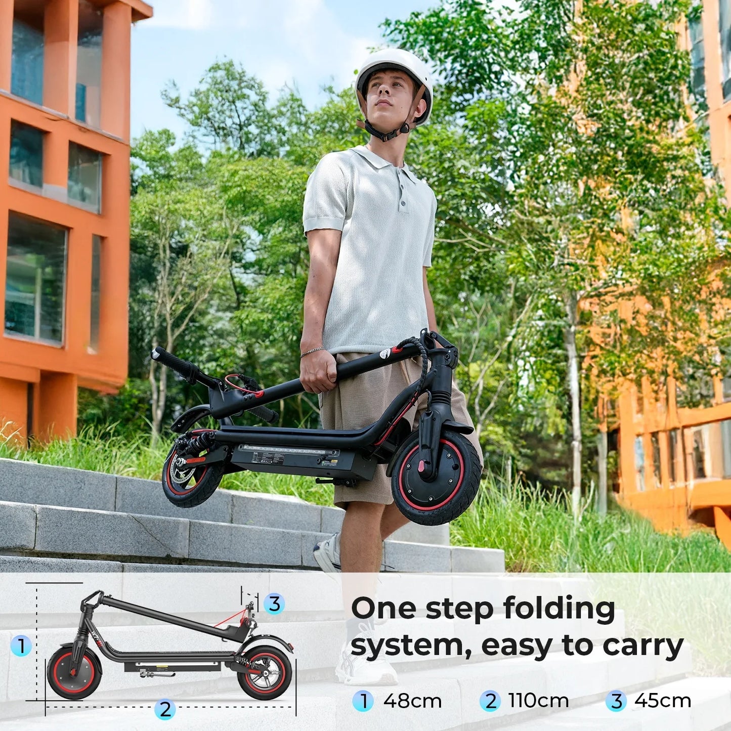 ISCOOTER W7 Electric Scooter Adults 650W motor 36V10.5Ah E-Scooter 8.5"Inflatable road Tires Foldable EScooter.