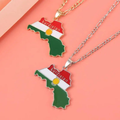 U2JF Unisex Kurdistan Map Pendant Necklace for Women Men Choker Keychain Gift.