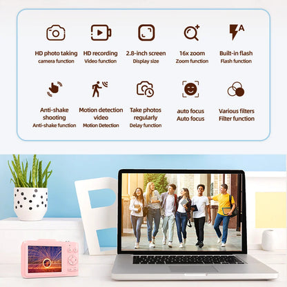 2.8 inch CCD HD 4K digital camera for Kids & students, portable and compact, perfect for family use.