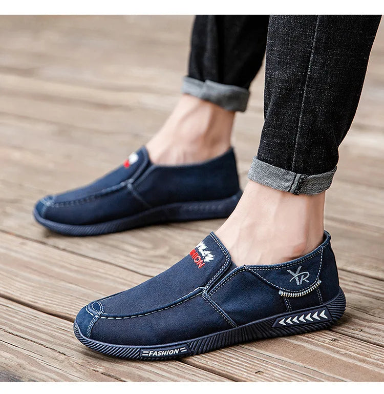 Denim Men's Canvas Shoes Slip on Sneakers Male for Summer 2025 New Outdoor Driving Moccasin Trendy Vintage Loafers Shoes for Men