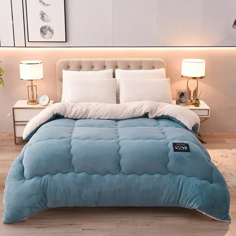 Lamb Velvet Winter Quilt Machine Washable Soft and Warm Blanket Spring and Autumn Quilt Super Warm Bedding Queen Comforter 겨울 이불.