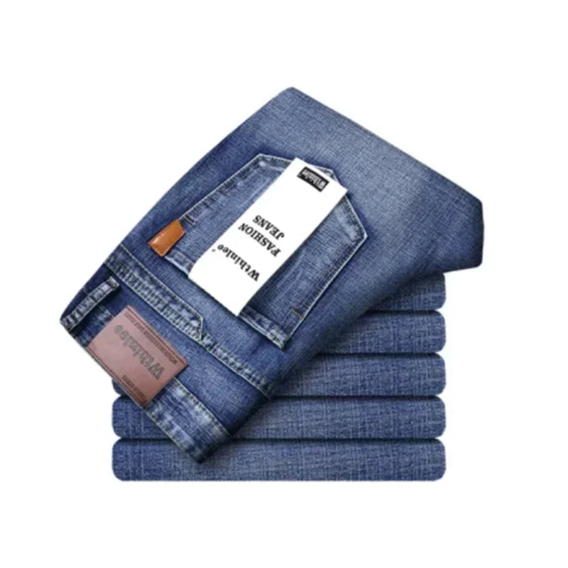 Luxury Men High Quality Pants Clothing Men Classic Business Casual Jeans 2025 New Male Fashion Blue Slim Stretch Denim Trousers.