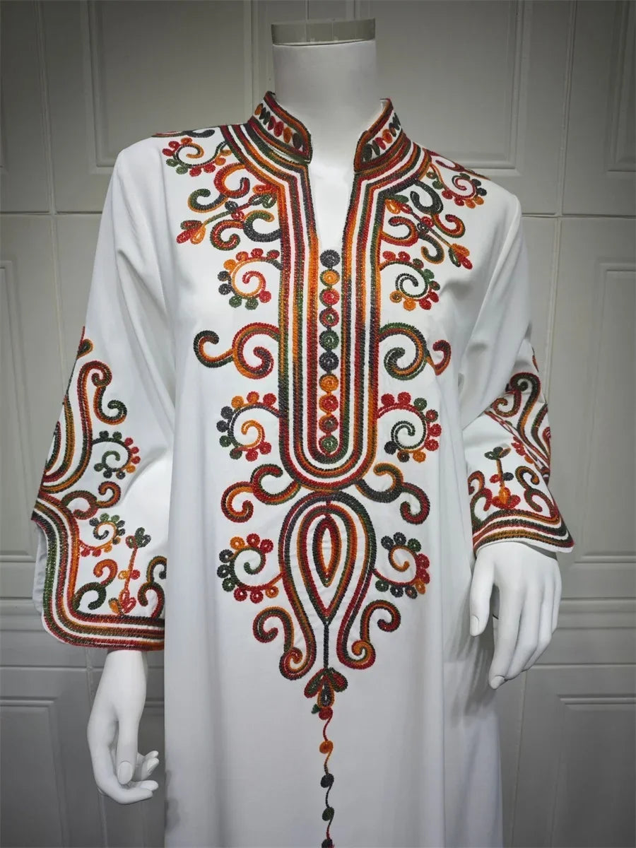 Ramadan Muslimische Damen bestickte lose Abaya-Kleider für Frauen Gala Marokko Dubai Eleganter lässiger Kaftan