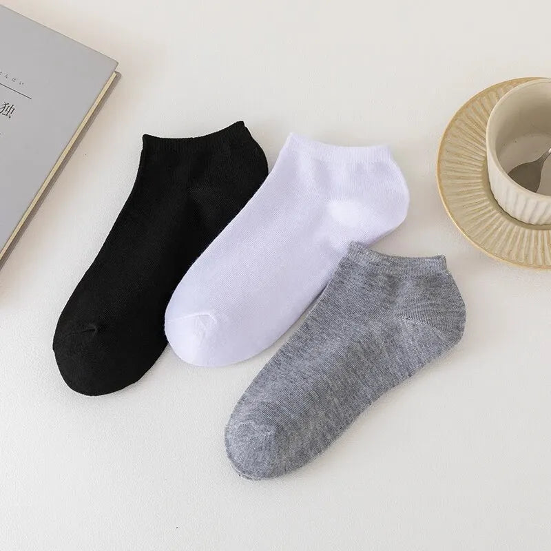5 Pairs of Women's/men's Boat Socks Invisible Low Cut Anti Slip Summer No Show Ankle Socks Solid Color Casual Breathable.