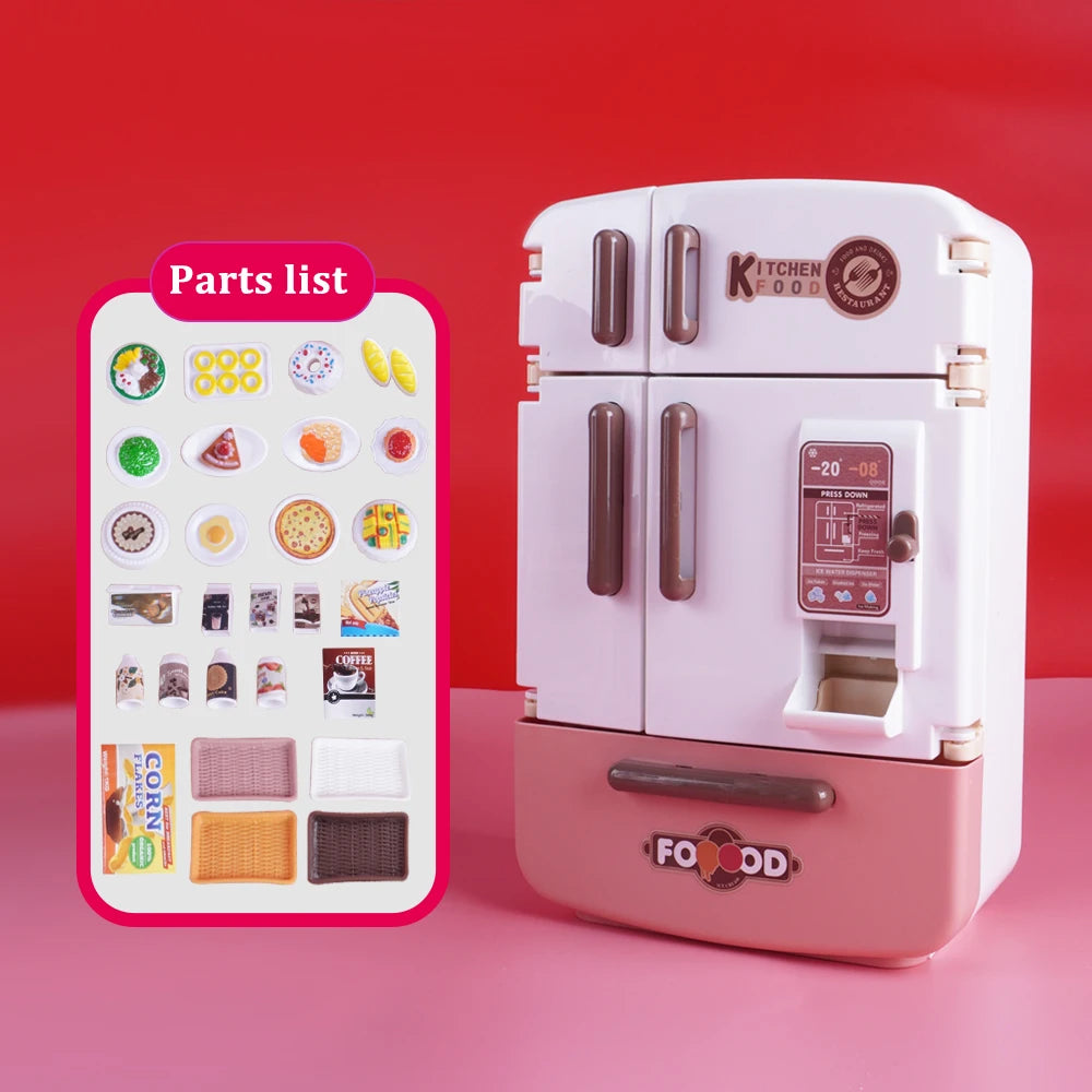 Cute Simulation Microfilm Furniture Double Door Refrigerator 1:12 Dollhouse Kitchen Model Decorations For Girl Birthday Gifts.