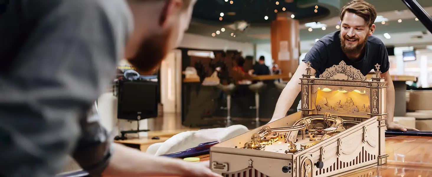 Robotime 3D Pinball Machine Puzzle Amusing Table Game Mechanical Wooden Model Building Kits for Adult 14+ Teens.