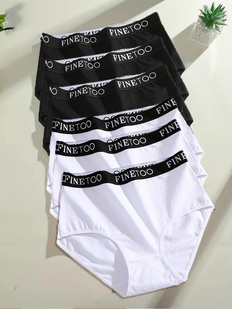 Finetoo 6Pcs/Set Women's Seamless Cotton Briefs Women Plus SizePanties Breathable Underwear Female Low Waist Soft Lingerie S-XXL