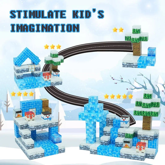 Magnetic Blocks Ice Castle Building Set Montessori Toddler STEM Sensory Toys Christmas Birthday Gift Educational Stacking Game.