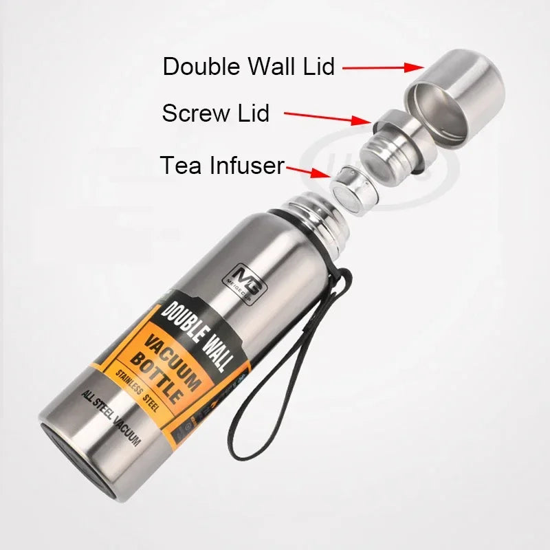 UPORS Large Capacity Stainless Steel Thermos Portable Vacuum Flask Insulated Tumbler with Rope Thermo Bottle 500/700/1000/1500ml.